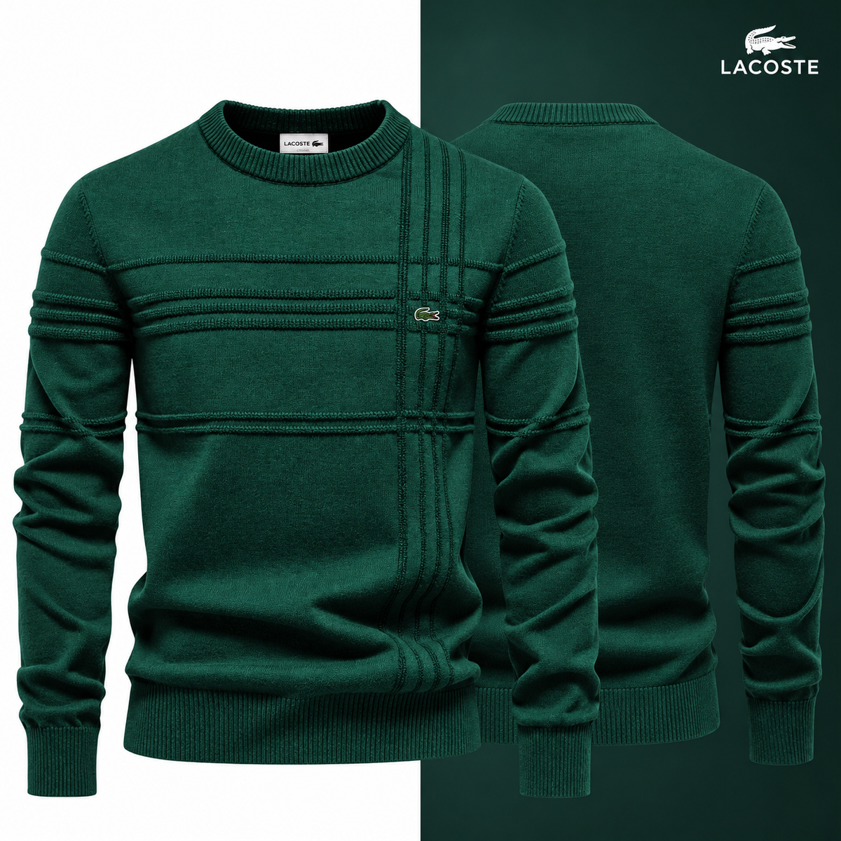 LC Textured Crew-Neck Jumper in Green