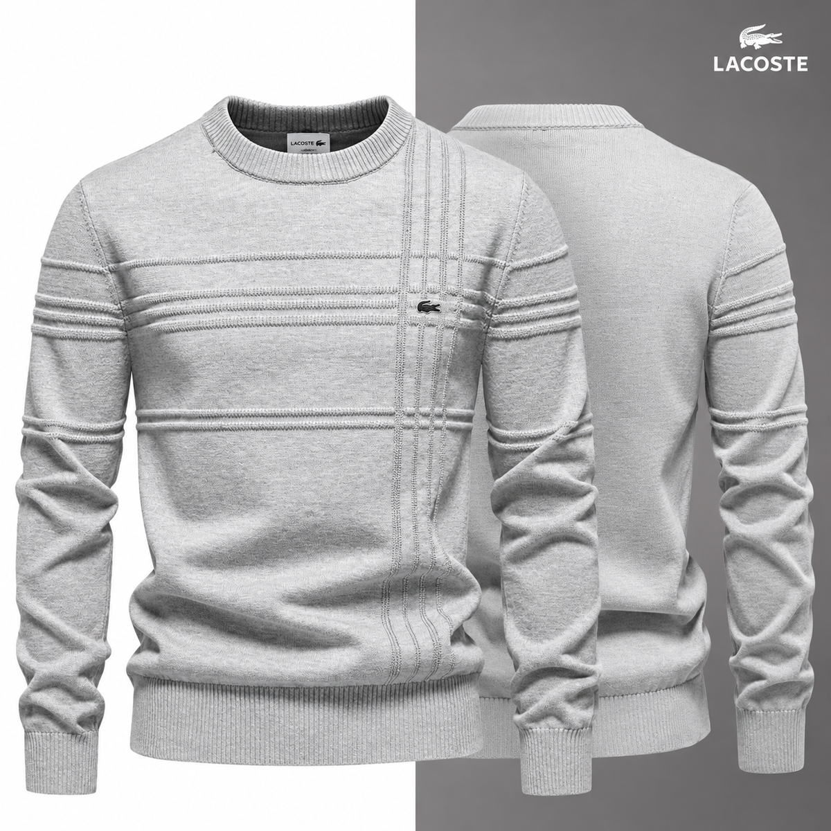 LC Textured Crew-Neck Jumper in Light Grey