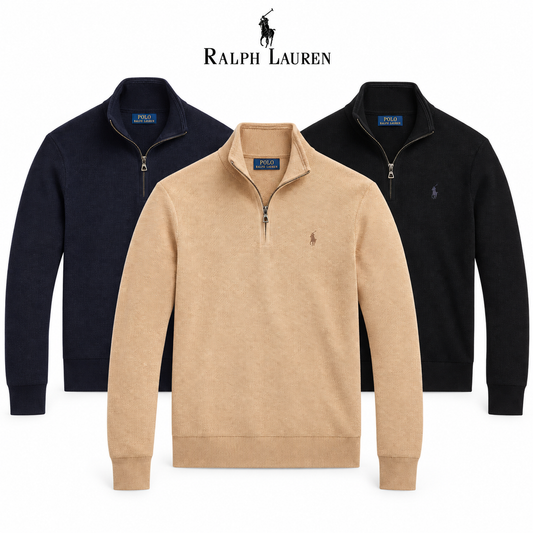 Hero image for the RL Mesh-Knit Quarter-Zip Jumper