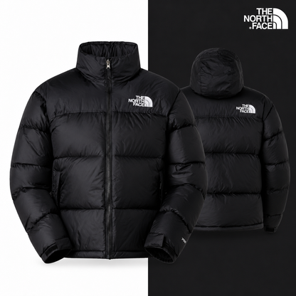 TNF Men’s 1996 Retro Nuptse Jacket in TNF Black-NPF-R, isolated front and source-backed secondary view.