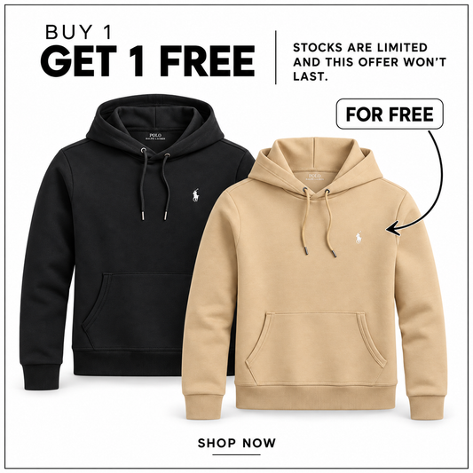 RL Double-Knit Pullover Hoodie in three real colours on a white background