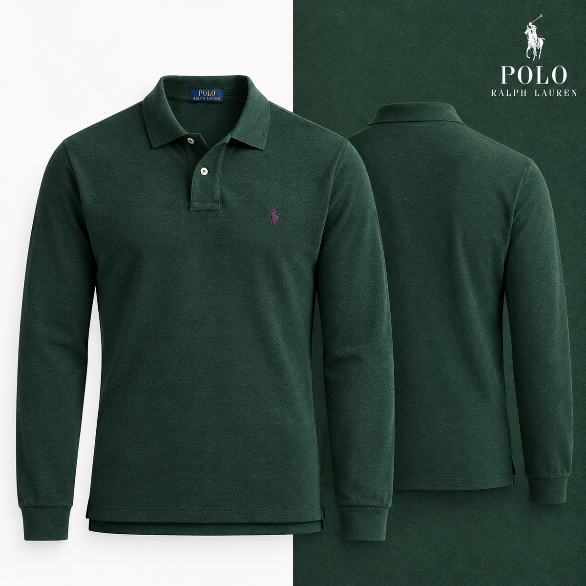Scotch Pine Heather custom slim-fit long-sleeve piqué polo colour variant