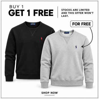 RL Fleece Crew-Neck Sweatshirt in three real colours on a white background