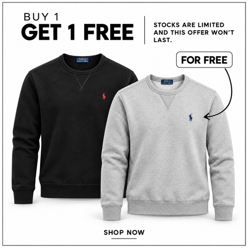 RL Fleece Crew-Neck Sweatshirt in three real colours on a white background
