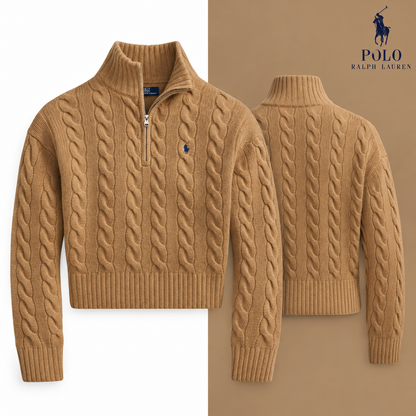 Collection Camel Melange cable-knit half-zip jumper colour variant