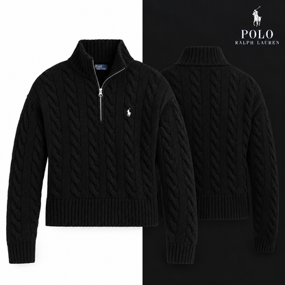 Polo Black cable-knit half-zip jumper colour variant